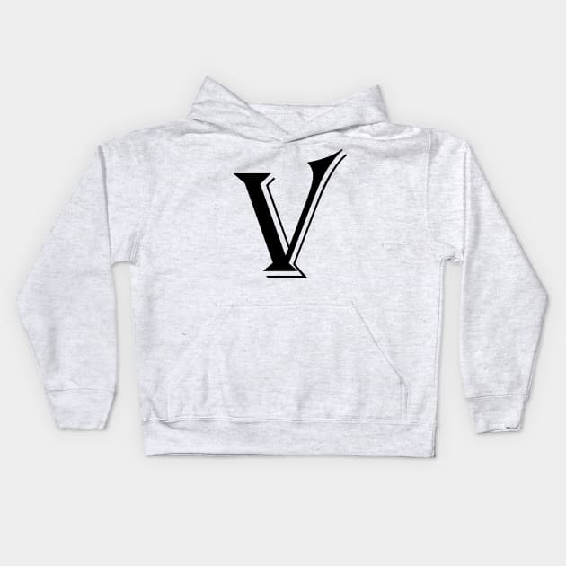 Black letter V in vintage style Kids Hoodie by Classical